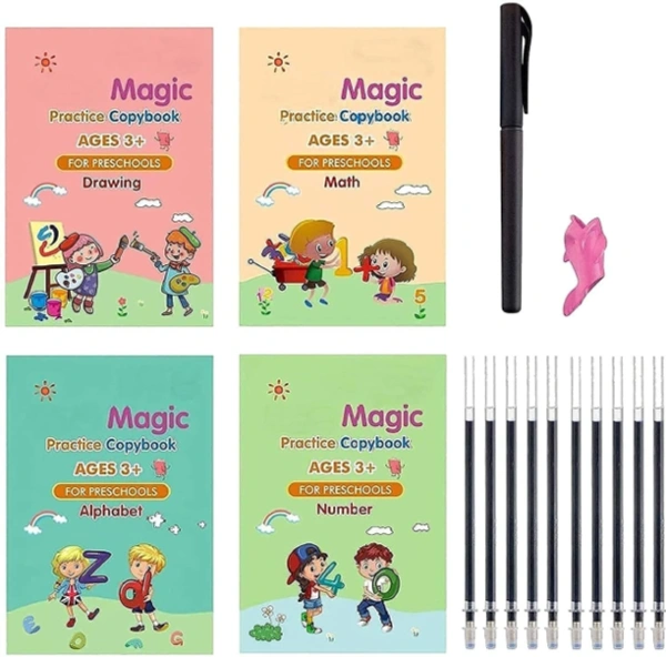Kids Writing Practice Magic Copybook - 4 Books